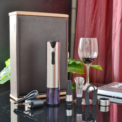 春季新款智能电动不绣钢红酒开瓶器定制Logo商务礼品套装  酒具  尊贵礼品