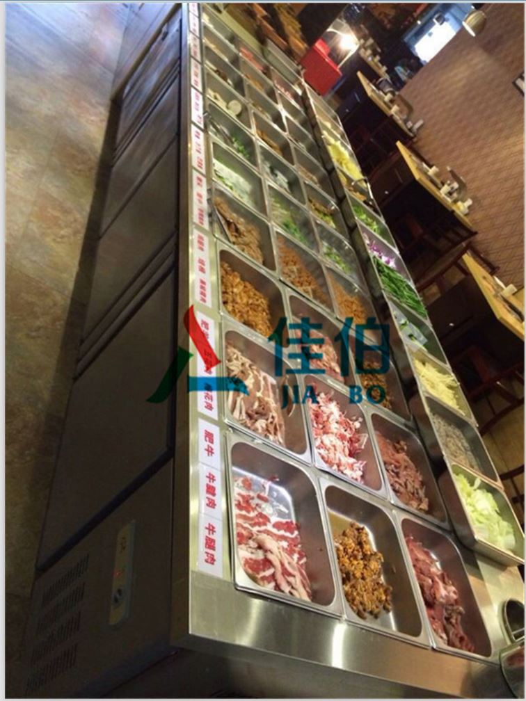 不锈钢小菜冰柜 自助餐台 自助餐点菜柜  麻辣烫点菜柜  开槽的保鲜工作台  开槽的厨房操作台
