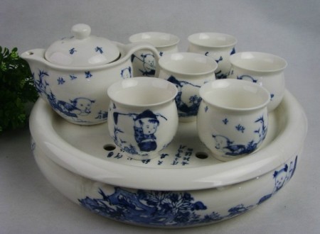 陶瓷茶具高档手绘青花陶瓷茶具 精品陶瓷茶具  家居用品茶具  家居礼品茶具  高档陶瓷茶具