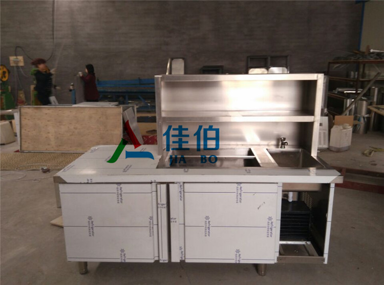奶茶店组合操作台 佳伯不锈钢奶吧吧台  冷藏雪克台  酒吧吧台定做  咖啡厅定做尺寸