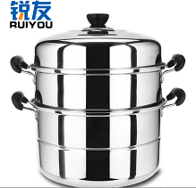 锐友 蒸锅不锈钢三层二层多用汤锅加厚电磁炉锅厨房礼品促销赠品  加厚蒸锅  多功能锅