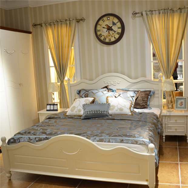 欧式实木双人床床头柜组合法式田园公主婚床韩式床头边柜角柜家具