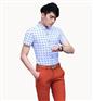 亿诚制服YCCY-008新款格子纹短袖男士休闲衬衫