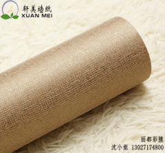 湖北无纺布墙纸厂家供应环保仿麻布纹纯色素色卧室客厅装饰膜