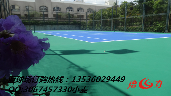 石歧学校篮球场施工 高中塑胶彩红跑道施工 硅PU材料球场