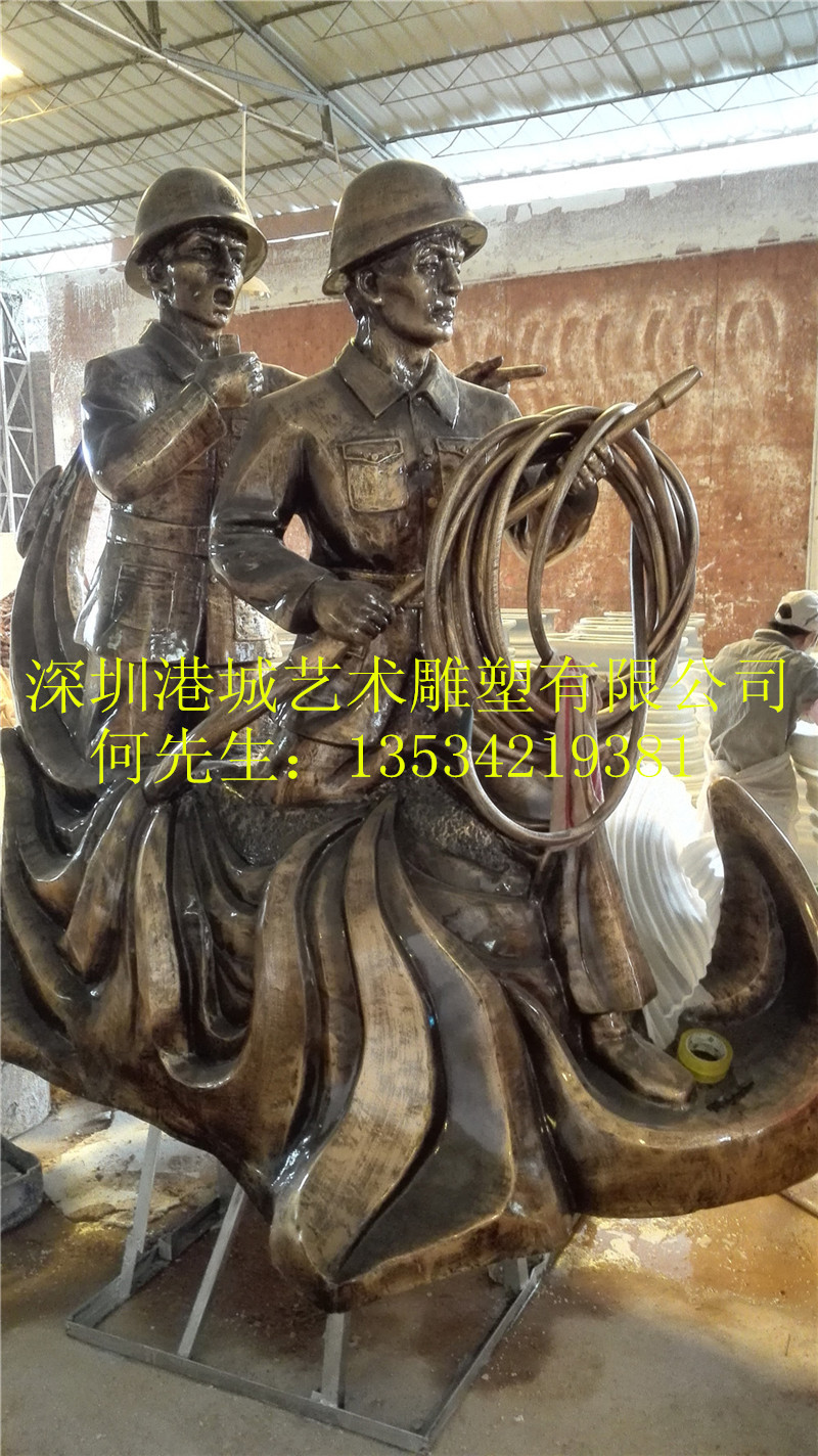 深圳玻璃钢消防员人物雕塑