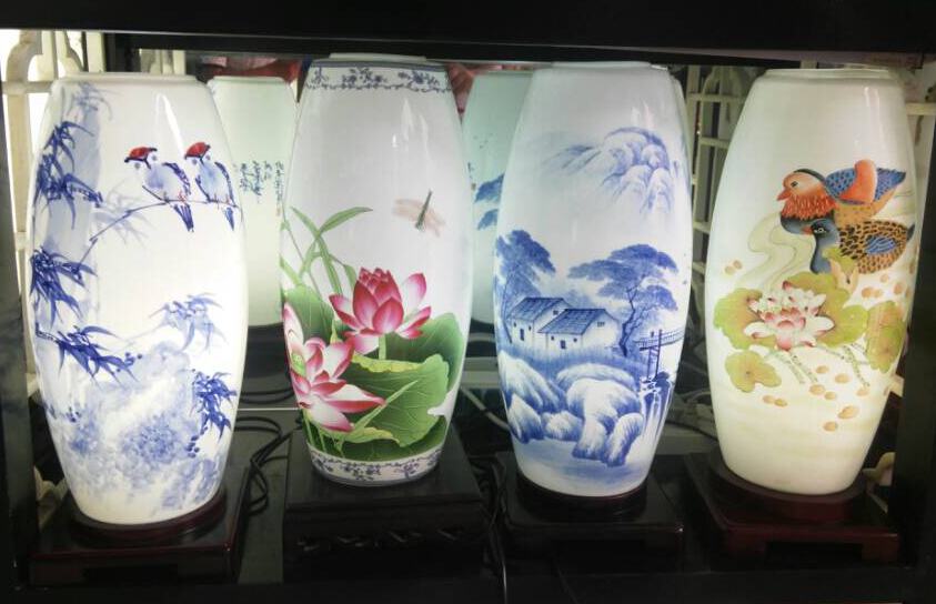 景德镇薄胎陶瓷餐具 手绘薄胎灯具 组装各种花瓶灯具&nbsp;&nbsp;陶瓷灯具