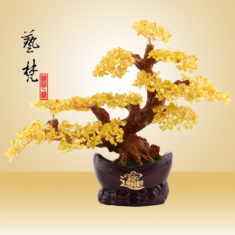 艺梵家居装饰树脂工艺品元宝盆招财树创意时尚家居摆件特色礼品