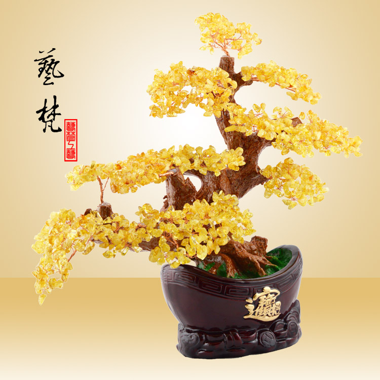 艺梵家居装饰树脂工艺品元宝盆招财树创意时尚家居摆件特色礼品