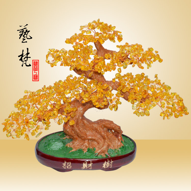 艺梵天然水晶树脂工艺品招财树镇宅风水 摆件保险公司礼品批发