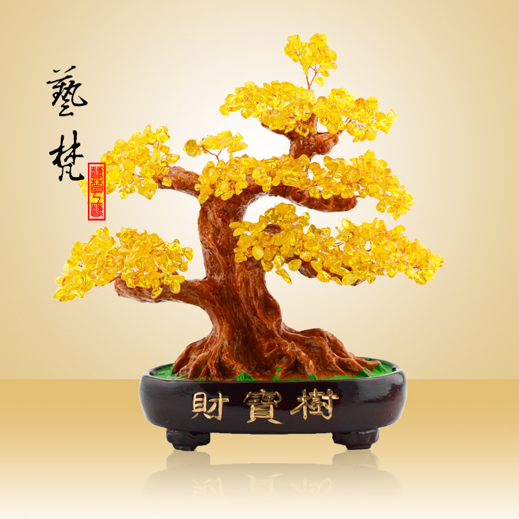 艺梵家居装饰树脂工艺品财宝树家居装饰风水摆件创意礼品厂家批发  招财树