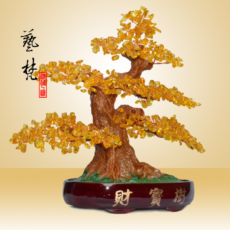 艺梵家居装饰树脂工艺品财宝树家居装饰风水摆件创意礼品厂家批发  招财树