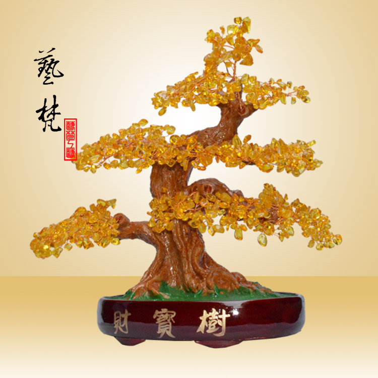 艺梵家居装饰树脂工艺品财宝树家居装饰风水摆件创意礼品厂家批发  招财树