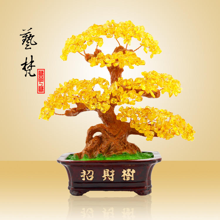 艺梵家居装饰树脂工艺品高招财树手工DIY摆件特色礼品特价批发