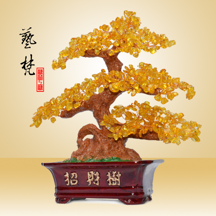 艺梵家居装饰树脂工艺品高招财树手工DIY摆件特色礼品特价批发