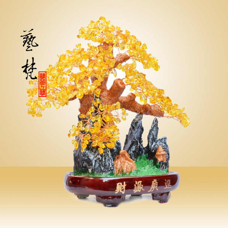 艺梵家居装饰树脂工艺品宝山千树镇宅风水摆件保险公司礼品批发  水晶树