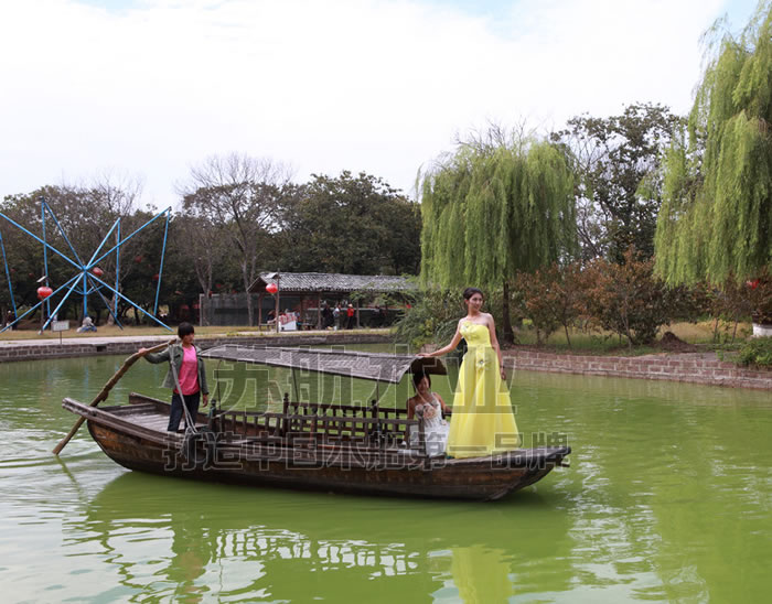 仿古观光木船 公园手划游船