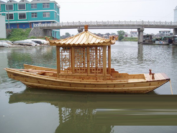 仿古观光木船 公园手划游船