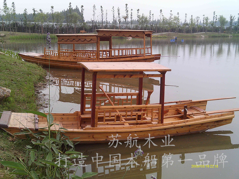 仿古观光木船 公园手划游船