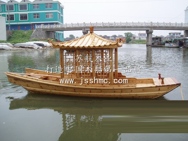 木质单亭游船 载客游玩单亭木船