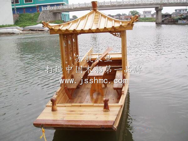 木质单亭游船 载客游玩单亭木船