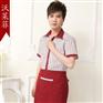 夏季新款 条纹风格红色简洁餐饮短袖服务员工作服 2015批发