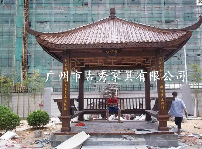 户外防腐木亭子、景观碳化木亭子 防腐碳化木亭子