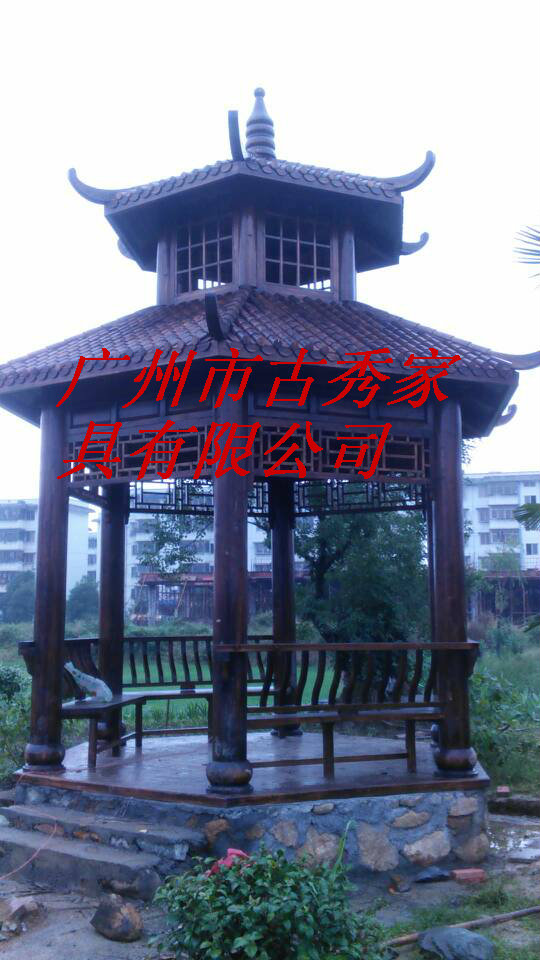 碳化木六角凉亭/亭子 碳化木六角亭子 碳化木仿古亭子