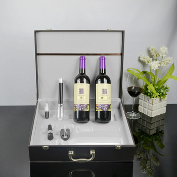 热销高档酒具 双支酒箱含气压开瓶器4件套 可订制logo  红酒酒箱  酒箱套装