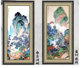 劉二郎四季富貴山水四??條屏
